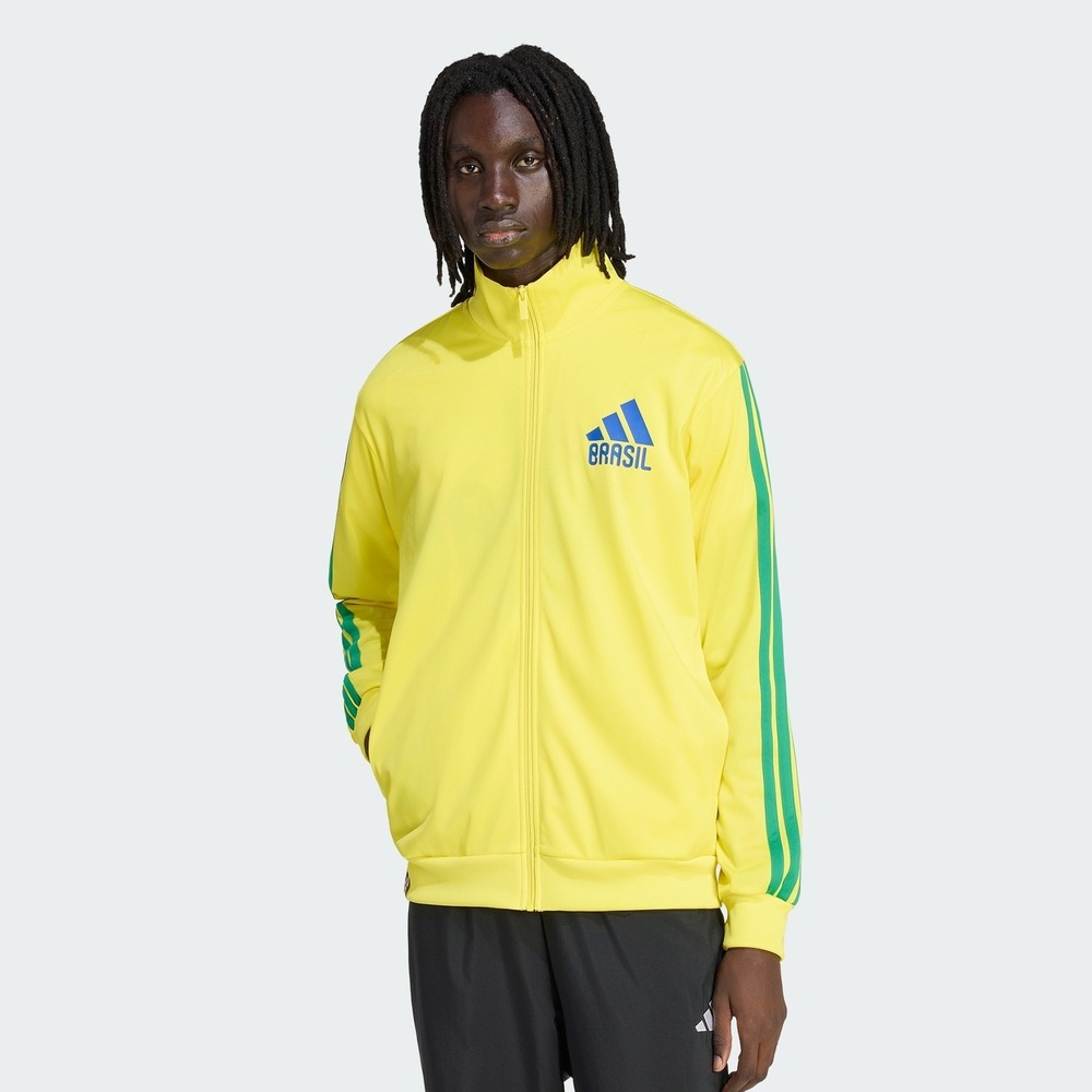 Adidas Brasil Track Jacket Mens Large Yellow Green Full Zip KA6049 NEW